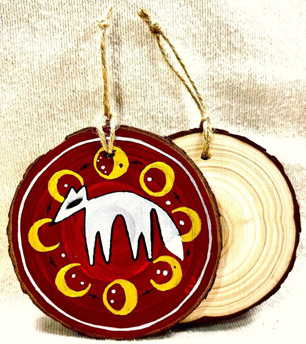 Silver Fox Moon Ornament