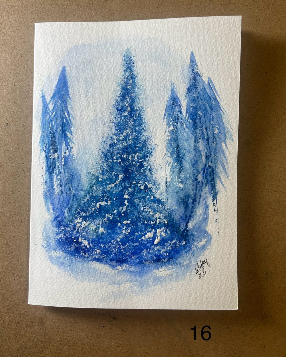 Holiday Card/Tree #16 - ORIGINAL watercolor painting 