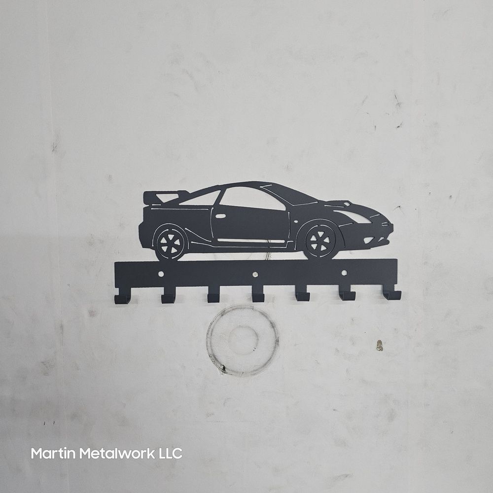Toyota Celica Key Hanger – Steel Wall Mounted Key Rack – T230 Coupe Key Hook – 12"x6" Import Car Garage Decor