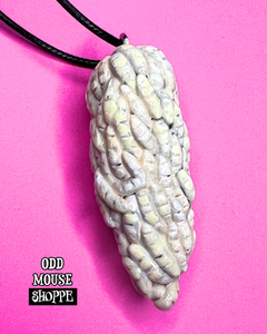 An upclose look at sculpted necklace