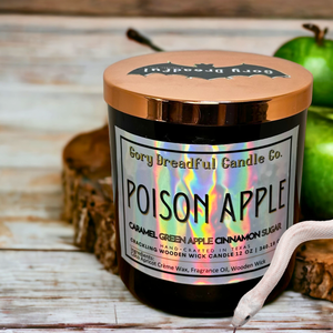 Poison Apple Wooden Wick Candle by Gory Dreadful Candle Co
