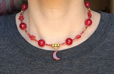 Ruby Red Moon Necklace