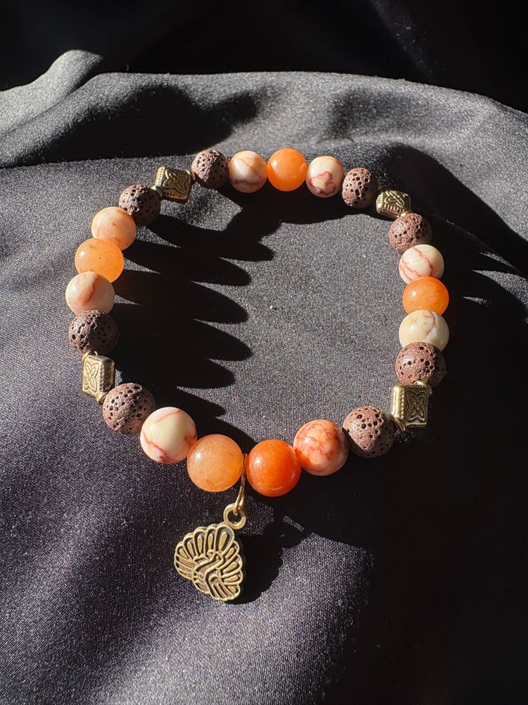 Diffuser Bracelet with Essential Oil Blend - Rhodonite, Jasper & Lava - Large