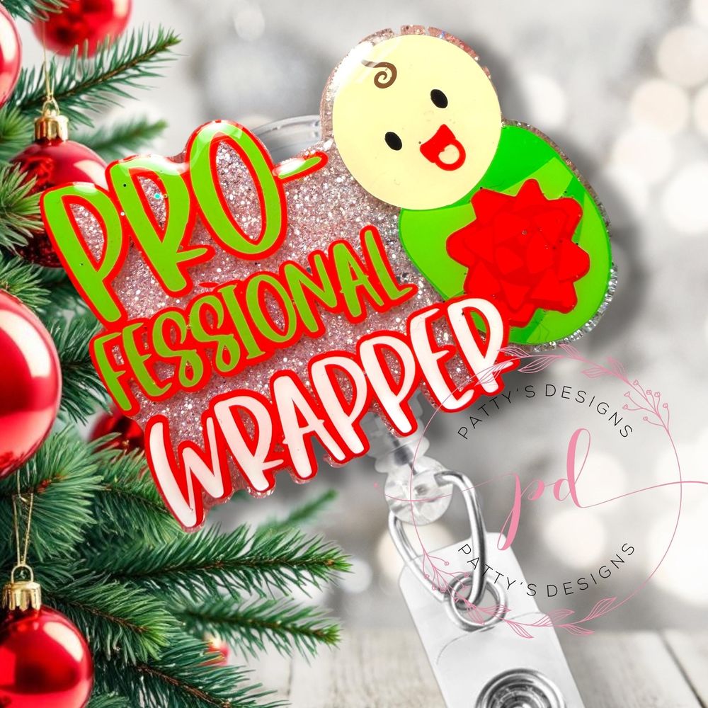 Professional Wrapper, Baby, NICU Nurse Badge Reel, Badge Hol...