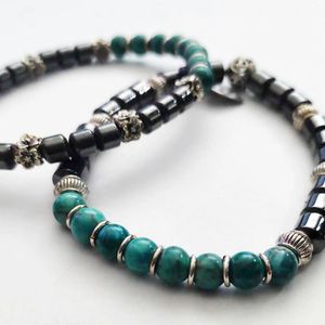 7" - Turquoise and Magnetic Hematite