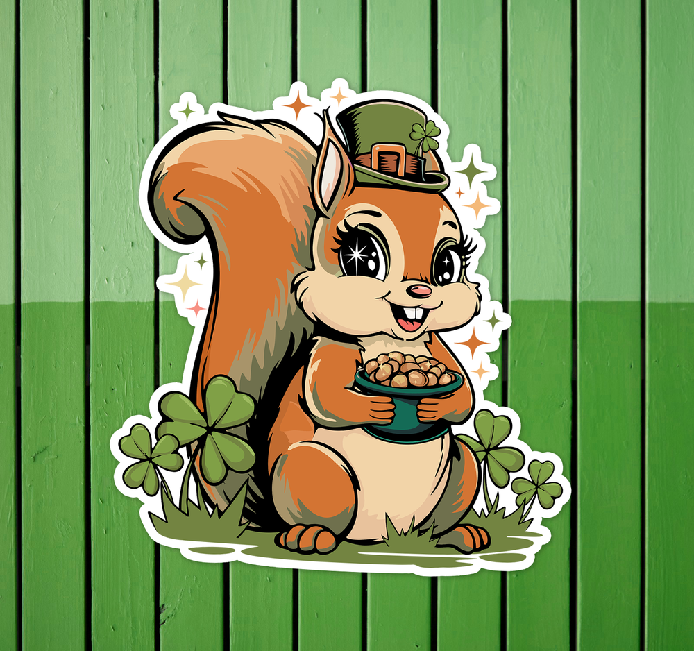 St. Patrick's Day Squirrel Sticker