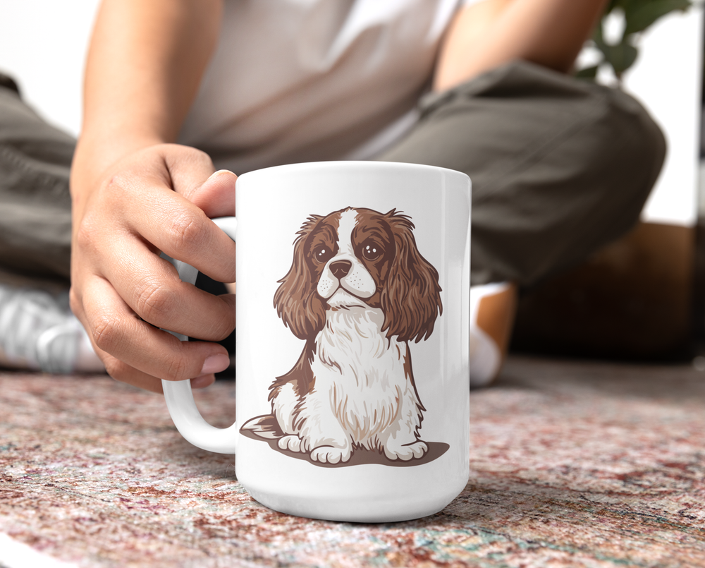 Blenheim Cavalier King Charles Spaniel Dog White Ceramic Mug