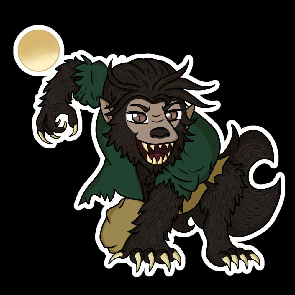 Lycanthropic Moonlit Gentleman Wolf Man Decorative Sticker