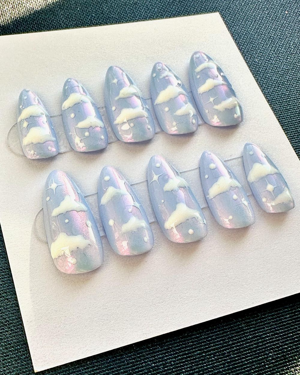 Starglazed Press-On Nails | Pastel Blue Cloud Medium Almond | X-Small
