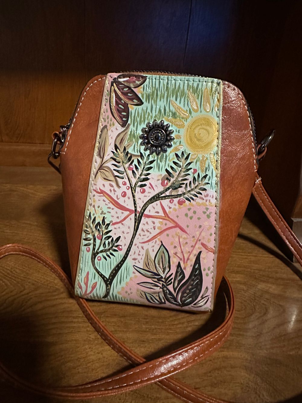 Hand Painted Boho style up cycled bag