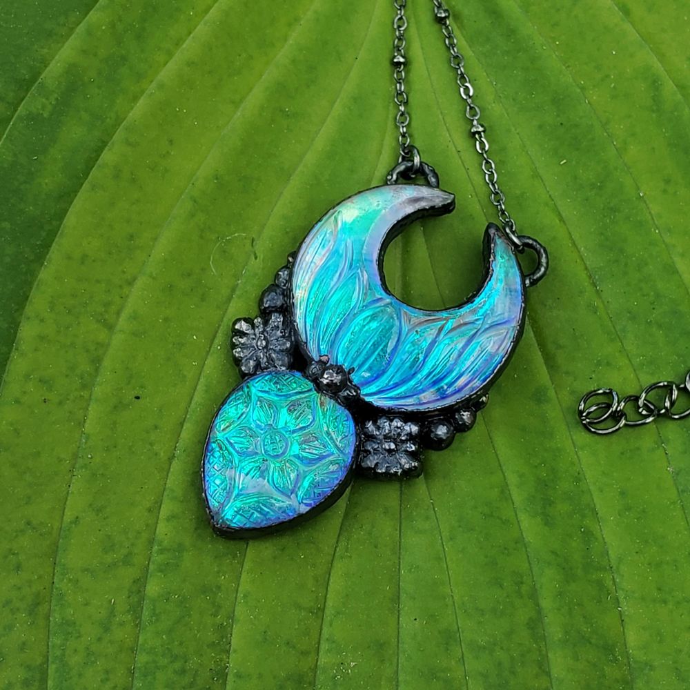 Moon Glow - Enhanced Labradorite doublet copper electroform necklace