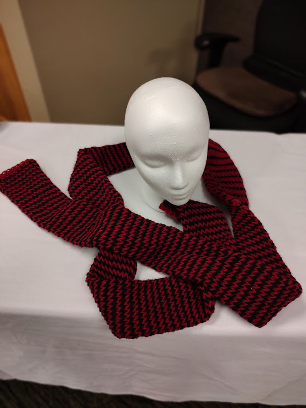 Handmade Red & Black Striped Tube Scarf