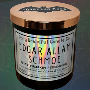 Edgar Allan Schmoe Wooden Wick Candle by Gory Dreadful Candle Co