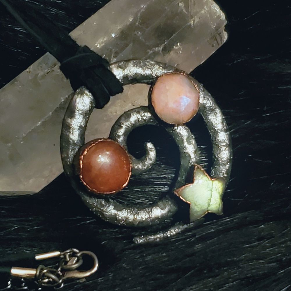 The sun, the moon and the stars - Copper Electroformed Necklace