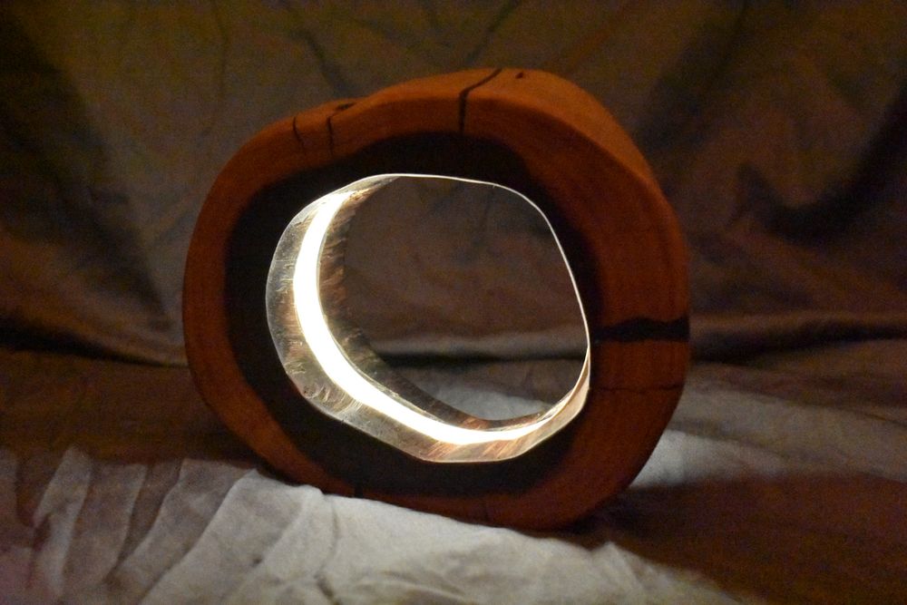 Wood LED Lamp w/ Blue Epoxy