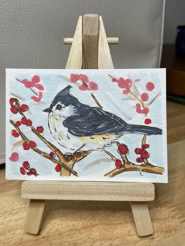 ACEO Winter Visitor Series Tufted Titmouse