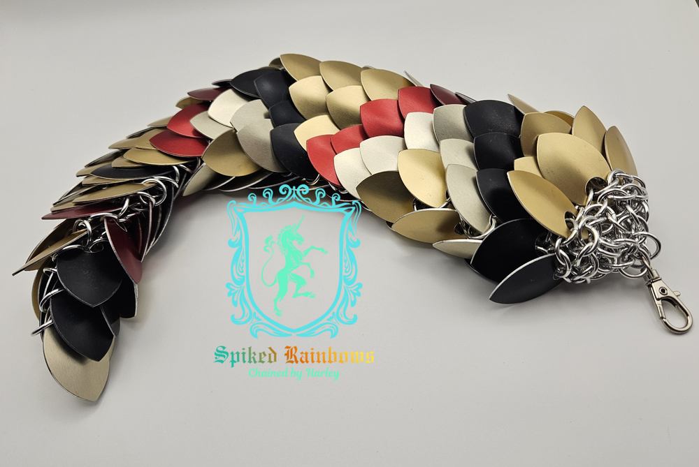 Medium Dragon Tail - Gold, Red, and Black Striped