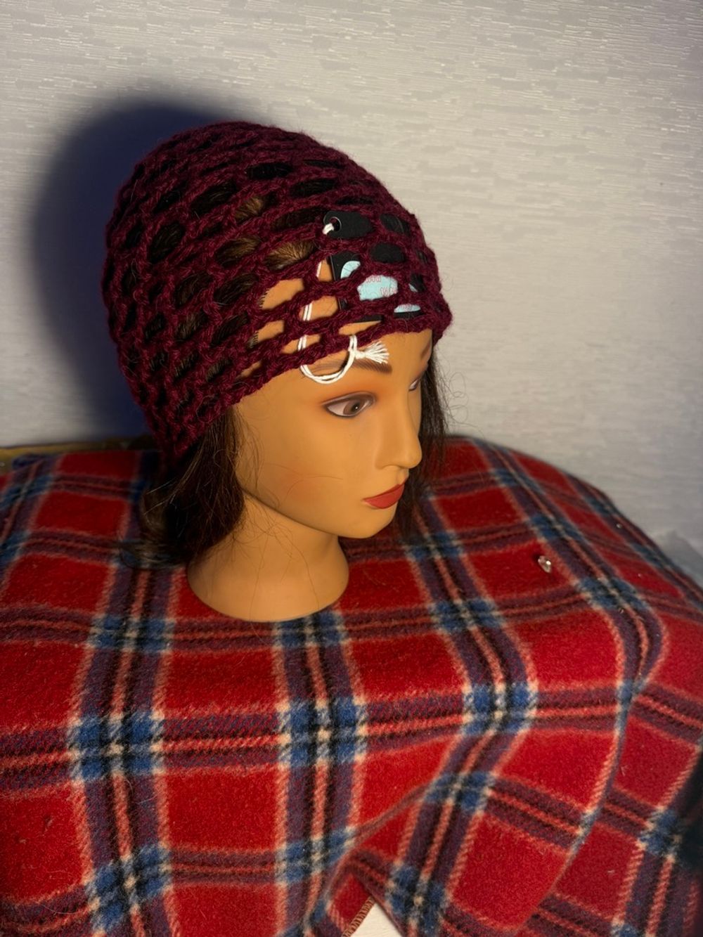 Mesh Maroon Beanie