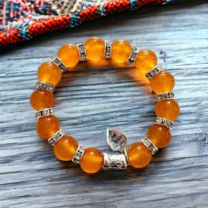 7" - Stretch Bracelet | Orange Jade