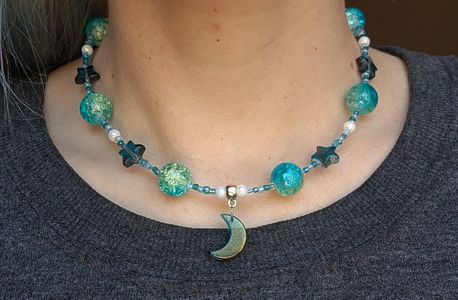 Ocean Blue Moon Necklace