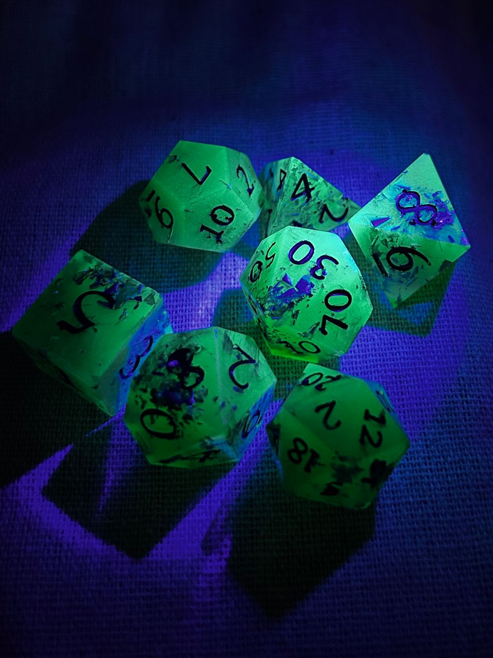 Madam Curie Glow in the Dark Dice Set