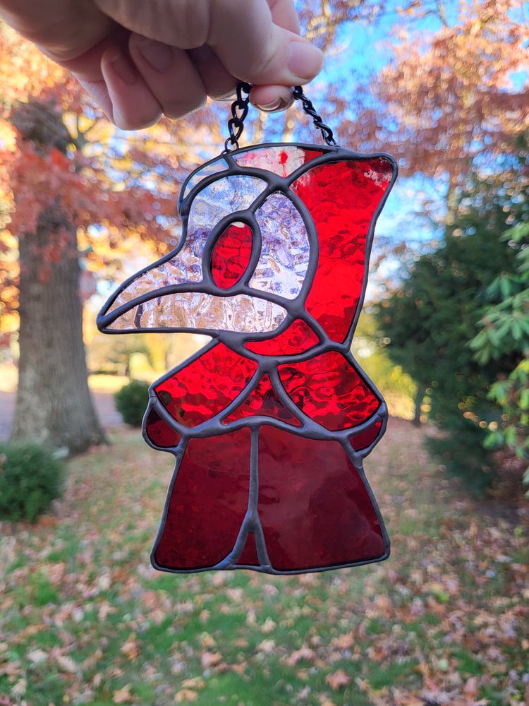 Plague Doctor Red Stained Glass