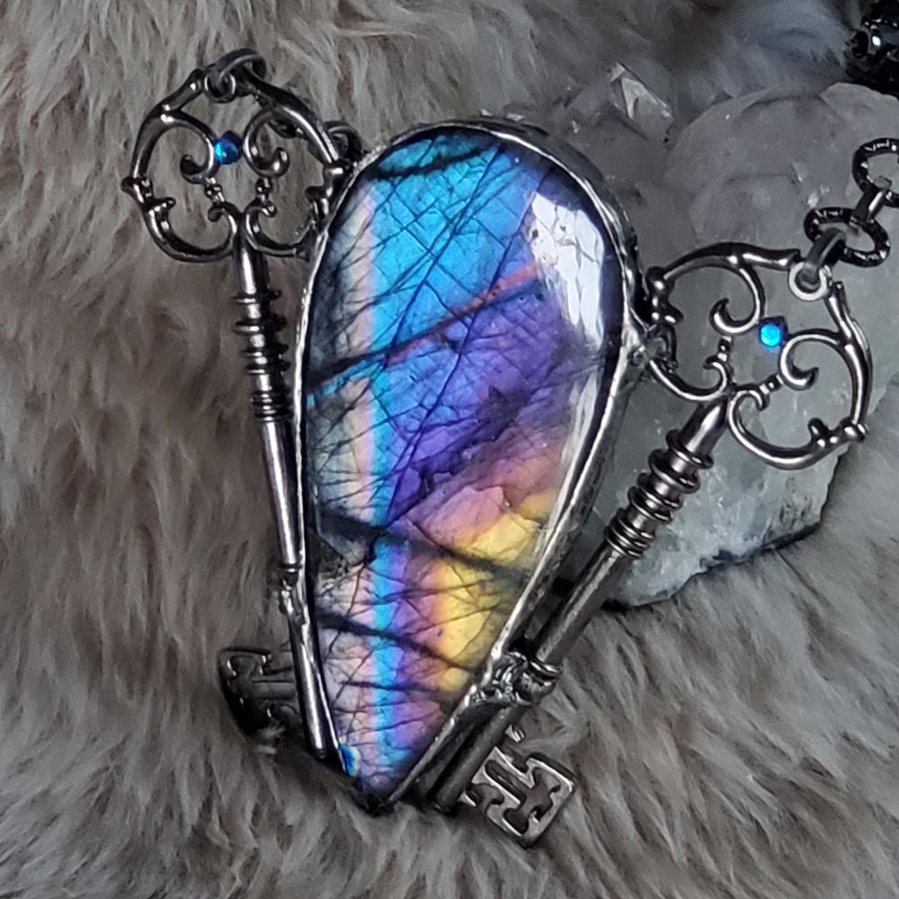 Keys To The Underworld - Rainbow Labradorite Necklace