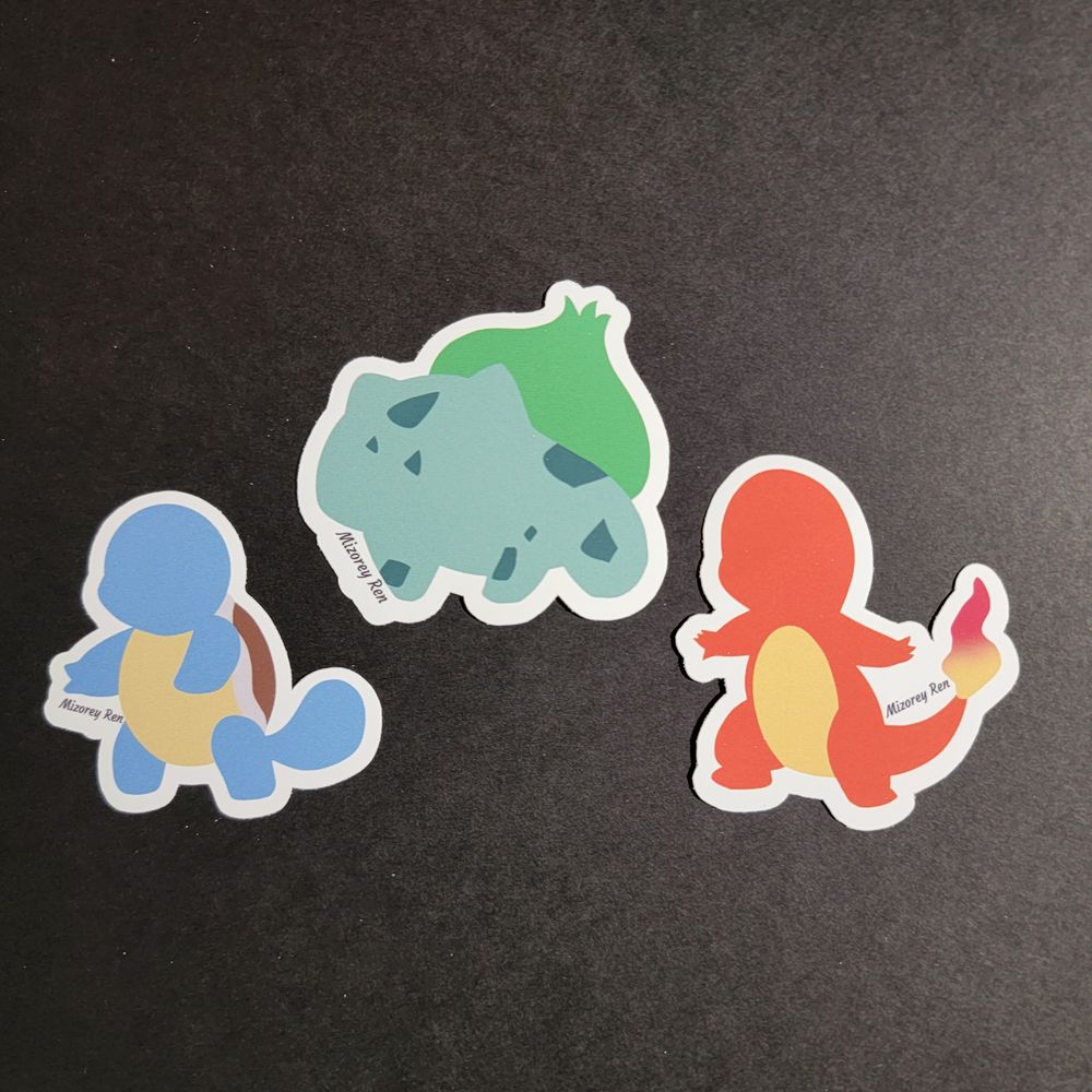 Pokemon Red and Blue Starter Stickers