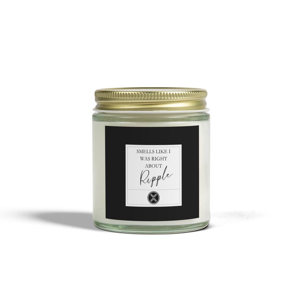 XRP Candle Smells Like I Was Right About Ripple Funny Crypto Gift, Coconut Apricot Wax (4oz, 9oz), Ripple Logo Candle