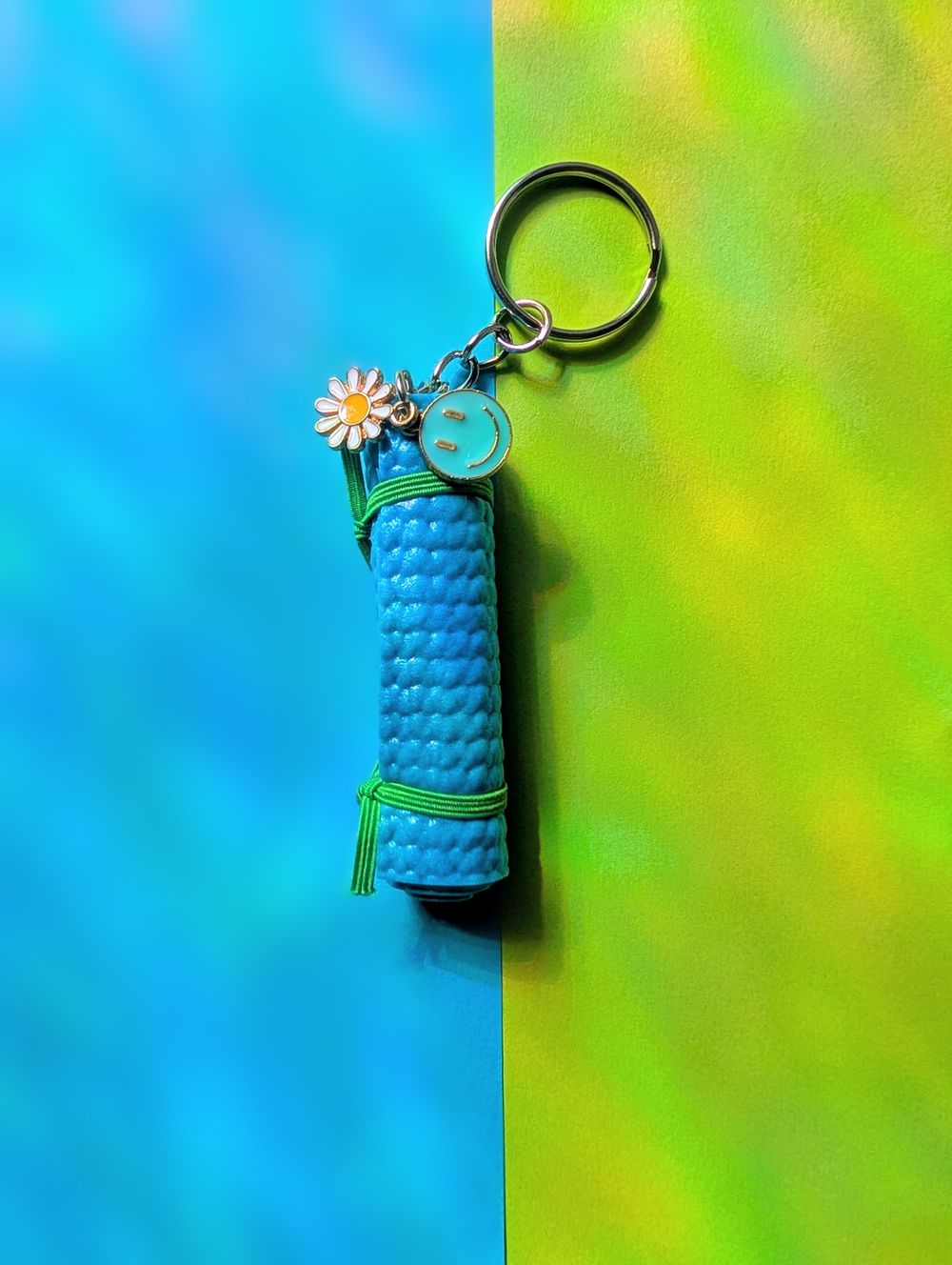 Blue Yoga Mat Key Chain