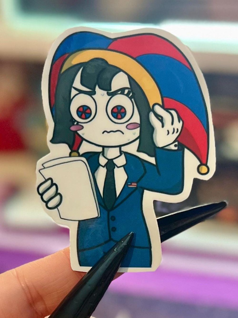 Amazing Digital Circus Topsy Turvy Waterproof Sticker (Pomni)