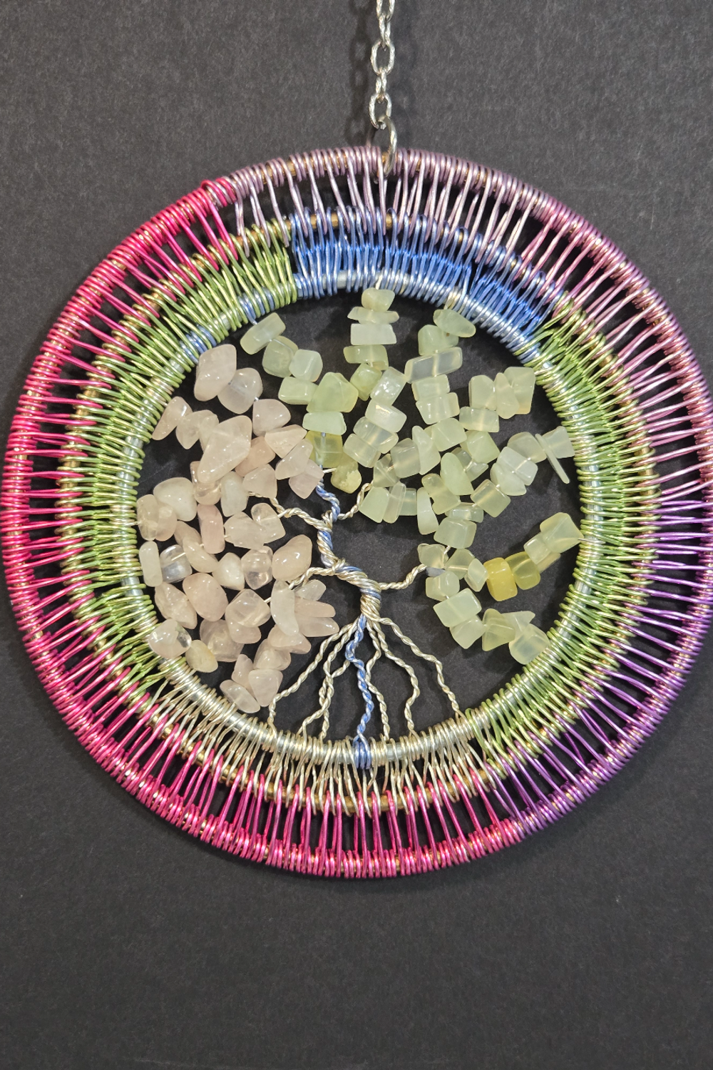 Spring Tree of Life Suncatcher - Jade & Rose Quartz