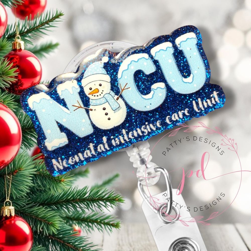 Snowman NICU Nurse Badge Reel, Badge Holder, Nursey, Neonata...
