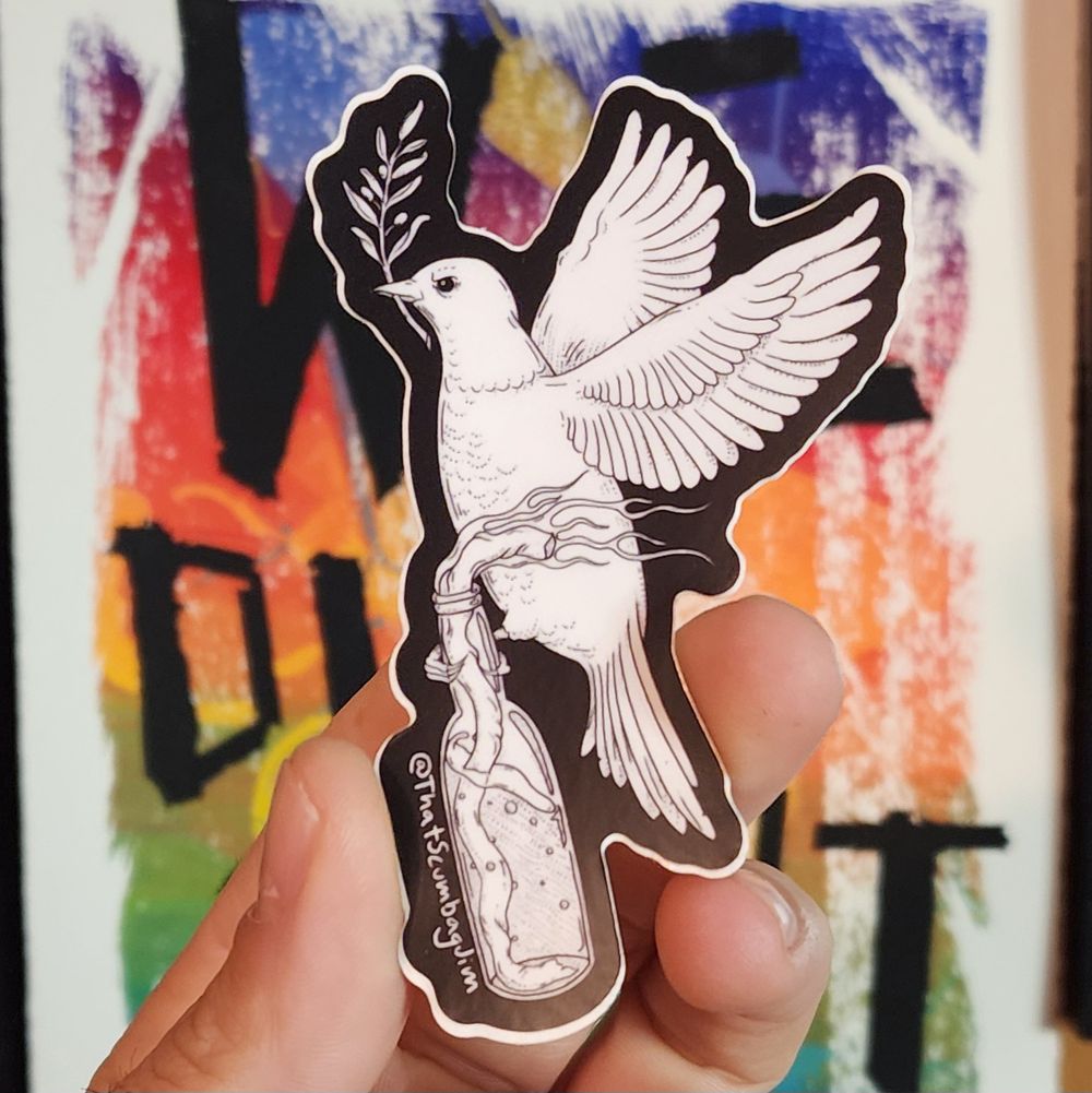 No war but class war. Dove carrying a molotov sticker