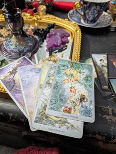 A five-card pull using my Shadowscape deck heavy on pentacles. This is my harshly truthful deck, so if you order this one specifically expect to get a thorough read with little sugar coating.