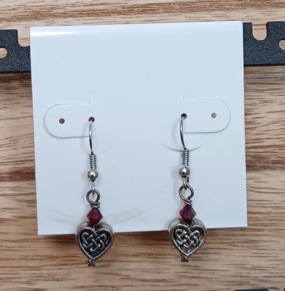 Celtic Heart and Crystal Earrings