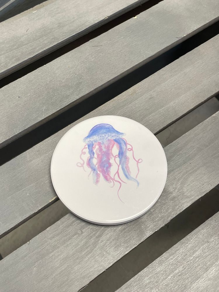 Watercolor Jellyfish Coaster