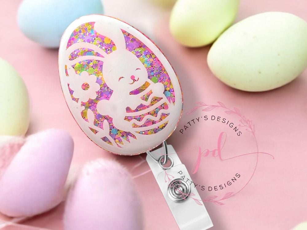 Easter Bunny Egg, Badge Reel, Badge Holder, ID Holder