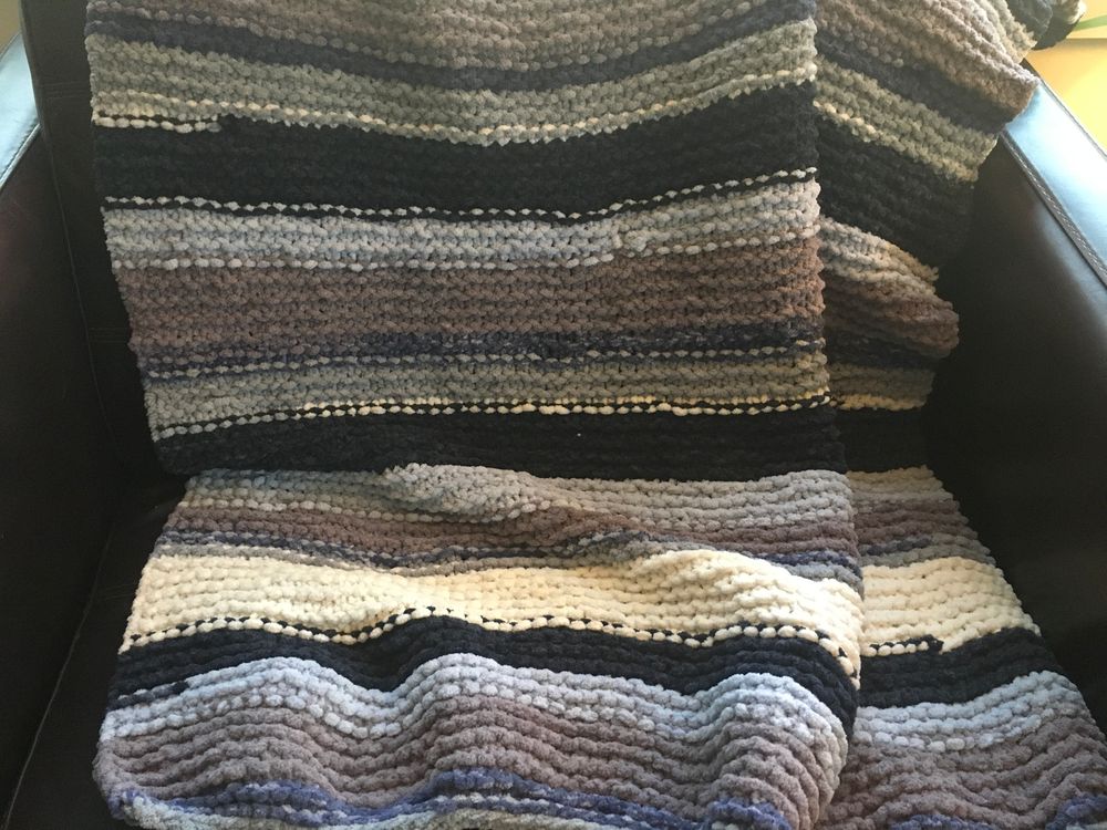 Blue striped lap blanket