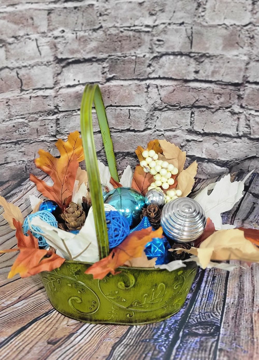 Fall Autumn table decor decorative basket  centerpiece hand ...