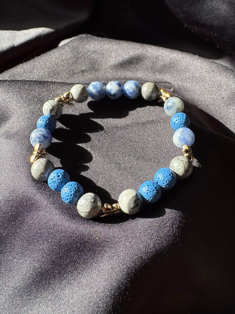 Diffuser Bracelet with Essential Oil Blend - Lapis & Lava Stone - Medium