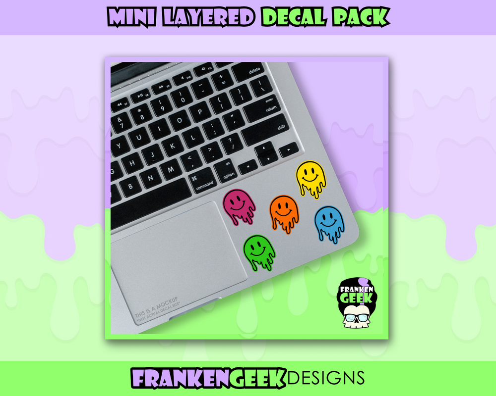 Vibrant Melting Smiley Face Mini Decal Pack