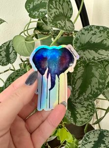 2x3in Limited Holographic Galaxy Elephant Vinyl Sticker