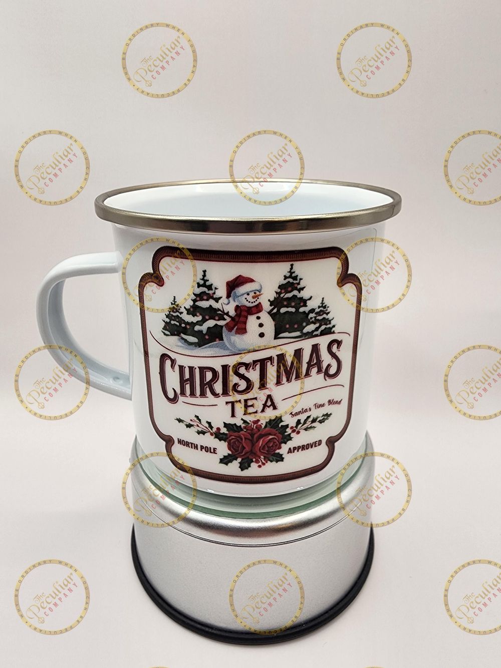 Christmas Tea 10 oz Enamel Mug, Camper mug, Christmas mug, C...