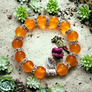 7" - Stretch Bracelet | Orange Jade