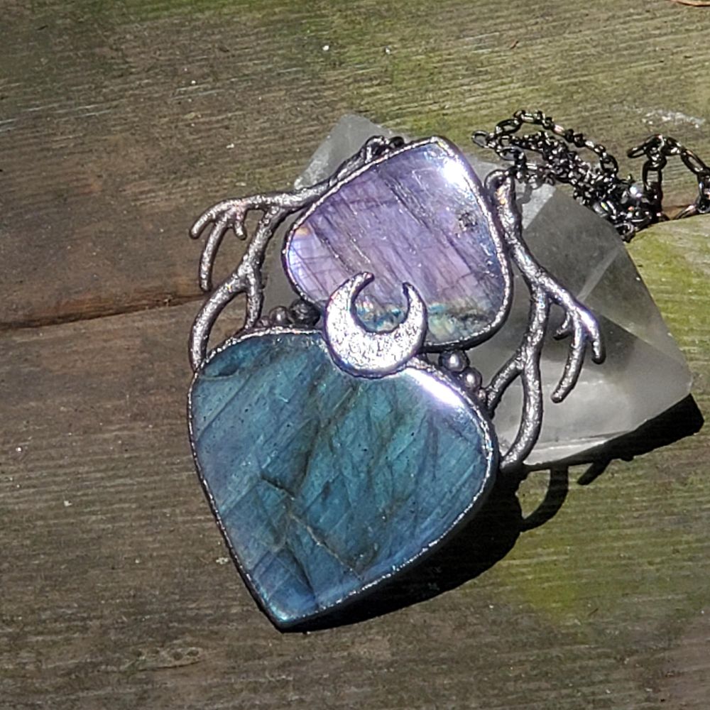 Swamp Mystic - Teal and Purple Labradorite Copper Electrofor...