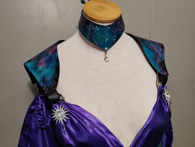 Close up details of Starry Night Custom Order, Simple Waist Corset Peplos 