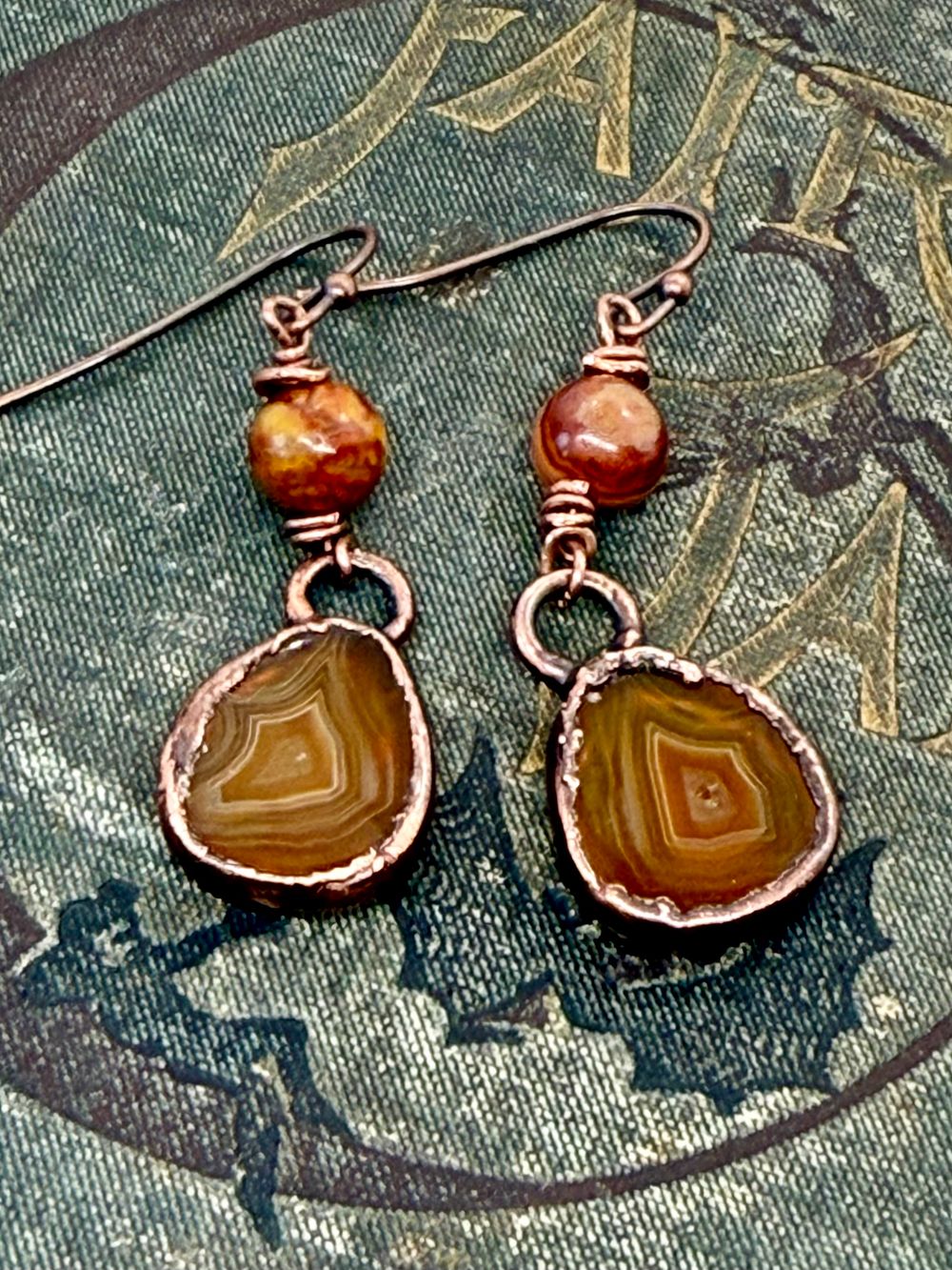 Red Montana Agate and Crazy Lace Agate Earrings