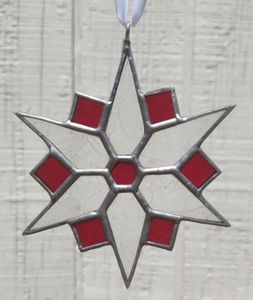 Red and Clear Jack Frost (Gluechip) Glass