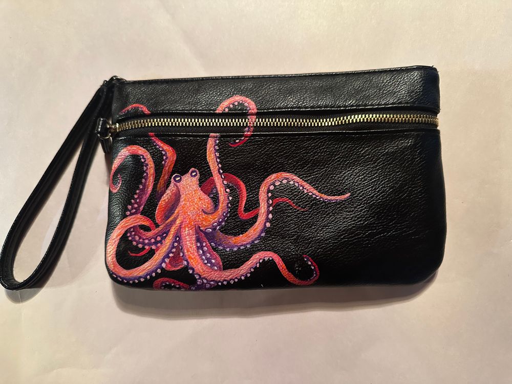 Sea Monster leather wristlet